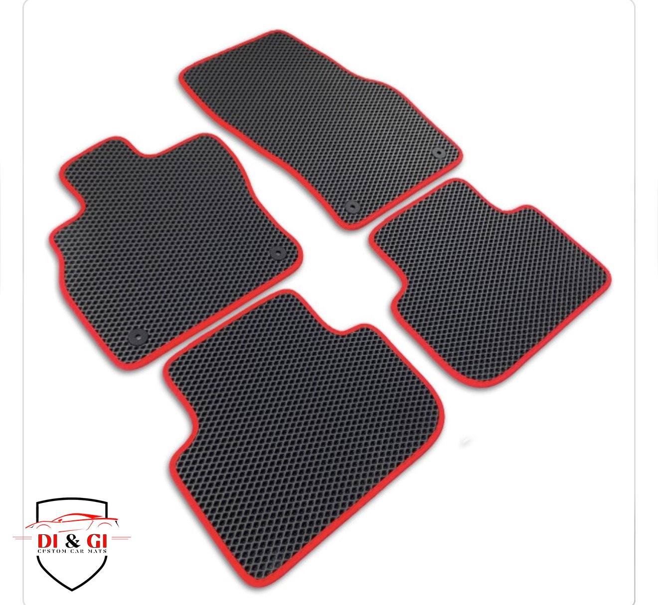 Set 4 tappeti gomma EVA neri con bordo rosso